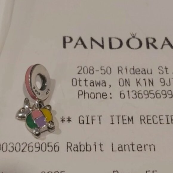 Auth PANDORA *RETIRED* Sterling Silver Rabbit Lantern Enamel Charm 797603ENMX - Picture 2 of 11